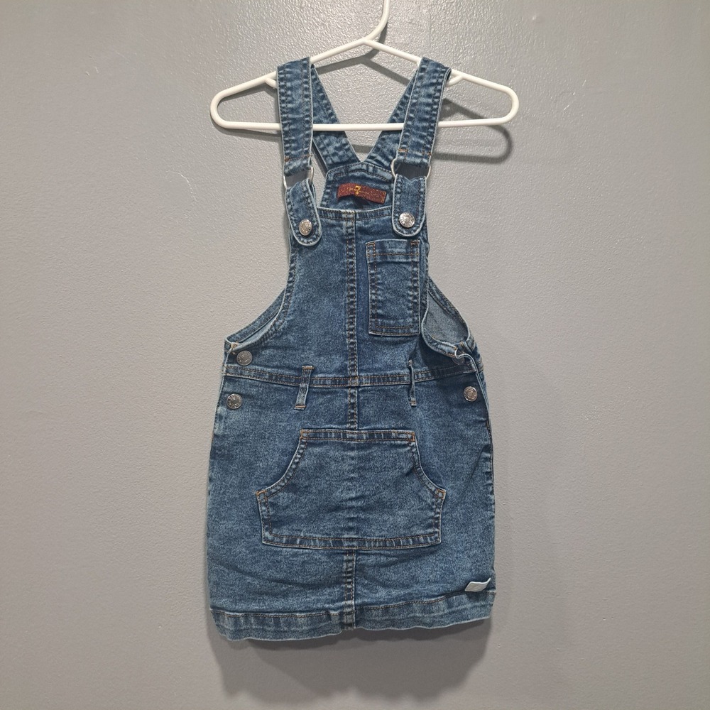 7 For All Mankind Girls Denim Overall Dress Blue Size 2T Casual Classic Cute